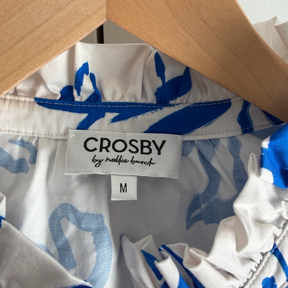 Crosby by Mollie Burch Britt Top Women's Blue White Size M EUC - Picture 5 of 10